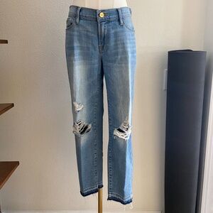 FRAME Le Garcon Crop Distressed Denim Jeans